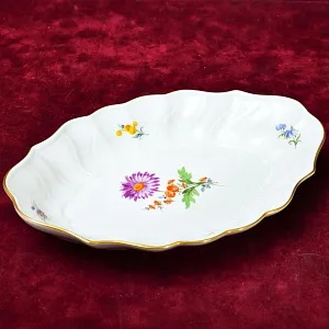 Коллекционная Тарелка овальной формы - Блюдо «Цветочный Букет», MEISSEN Германия.