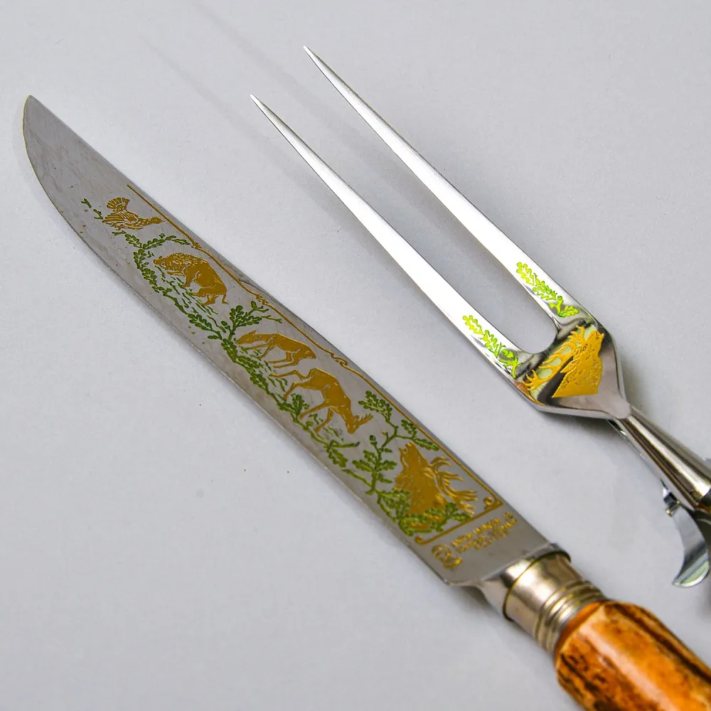 Набор для Барбекю «Охота» из 2-х предметов, Германия, ANTON WINGER Solingen, 60 -е годы ХХ века.