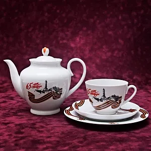 Коллекционный Чайный сервиз «Эгоист» - «65 лет Победы», Фарфор ИФЗ, Россия. 