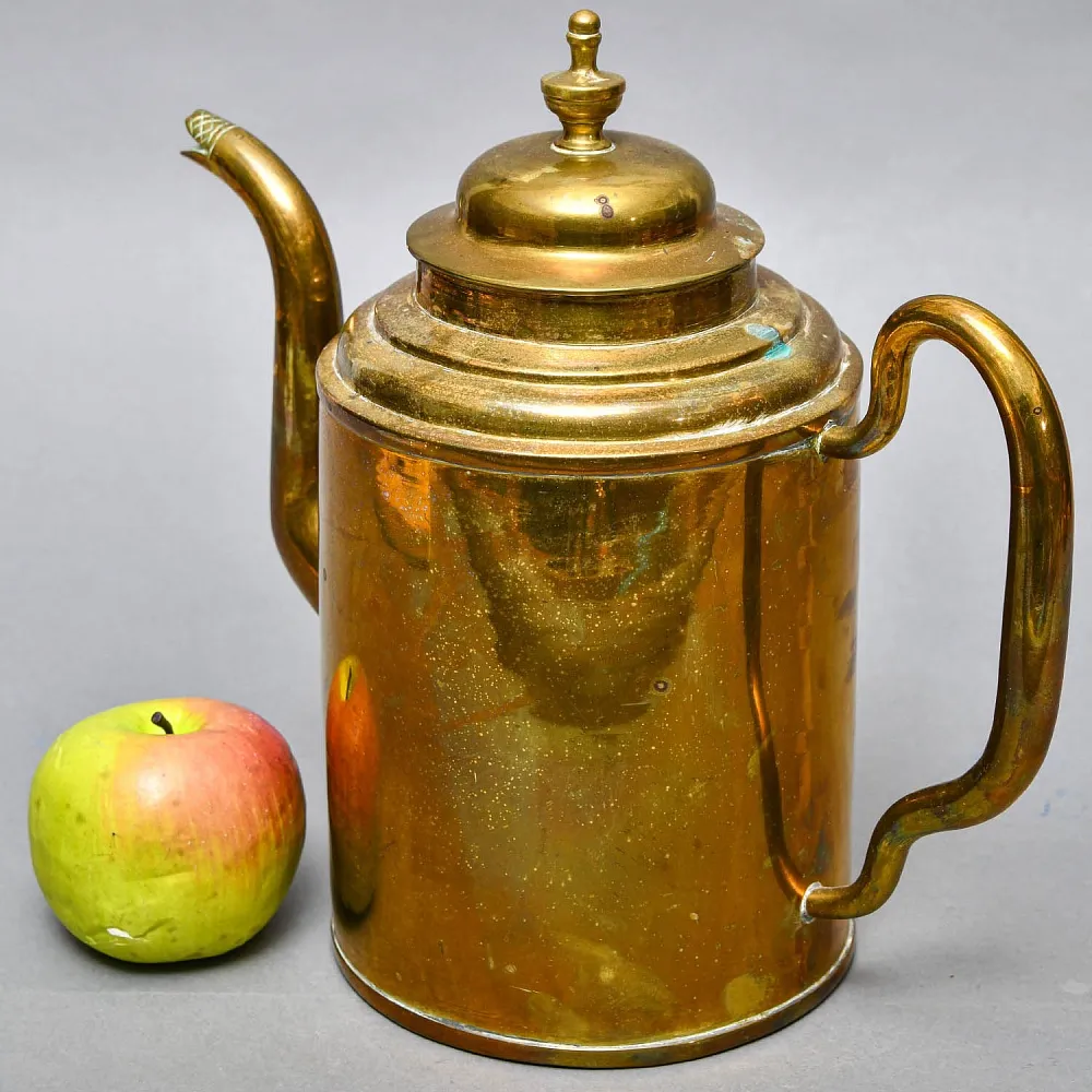 Антикварный Латунный Кофейник - Чайник - Кувшин на 3,5 литра, Франция начало ХХ века.