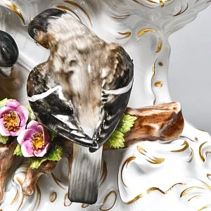 Каминные Кварцевые Часы «Певчие Птицы», фарфор Unterweissbach, Германия 80-е годы ХХ века.