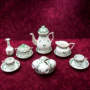 Классический Кофейный Сервиз PERSIL на 6 персон, 16 предметов. Фарфор HEREND, Венгрия.
