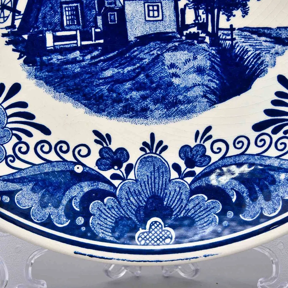 Декоративная Фарфоровая Тарелка «Мельница» Голландия DELFTs., d - 29,5 см.