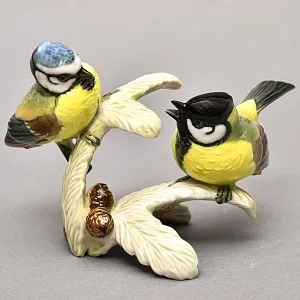 Фарфоровая Статуэтка «Пара Птиц - Синички», Hutschenreuther Германия - 1969 год.