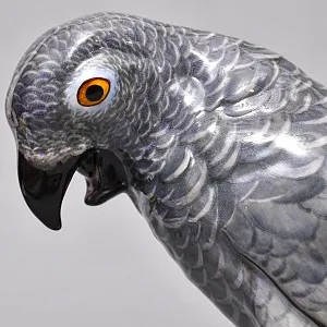 Антикварная Фарфоровая статуэтка «Попугай Жако на шаре», Германия - начало ХХ века.