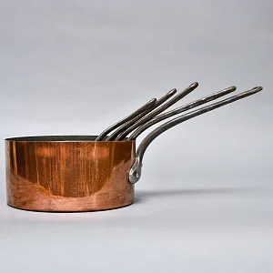 Винтажный Набор из 5-ти Медных Ковшиков разных размеров Франция, 70-е годы ХХ века!