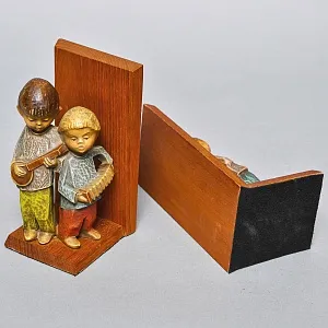 Букенды - Держатель - Ограничитель - Подставка для книг «Маленькие Музыканты», Дерево Германия - 60 гг.