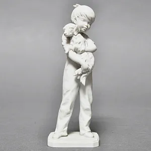 Коллекционная статуэтка «Мальчик и собака», Бисквитный фарфор, Kaiser Германия, 1979 год.