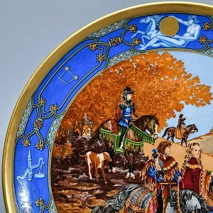 Коллекционная Фарфоровая тарелка «Соколиная охота», Hutschenreuther Германия. 