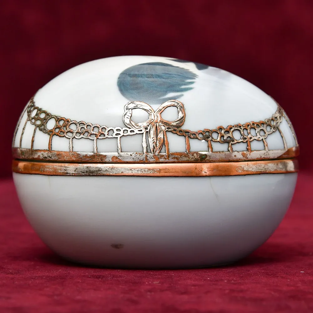 Антикварная Фарфоровая Шкатулка - Бонбоньерка «ПЕТУШОК», Франция - начало ХХ века.