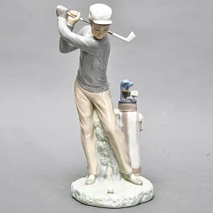 Редкая! Большая Коллекционная Фарфоровая статуэтка «Гольфист» Lladro, Испания.