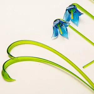 Авторская Стеклянная Статуэтка «Цветы КОЛОКОЛЬЧИКИ», Цветное стекло, Россия.