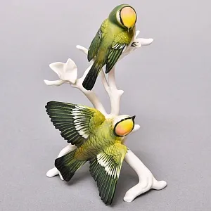 Пара Птиц - Фарфоровая статуэтка «Золотоголовый Королёк», Карл Энс / Karl Ens, Германия, 50-е гг.