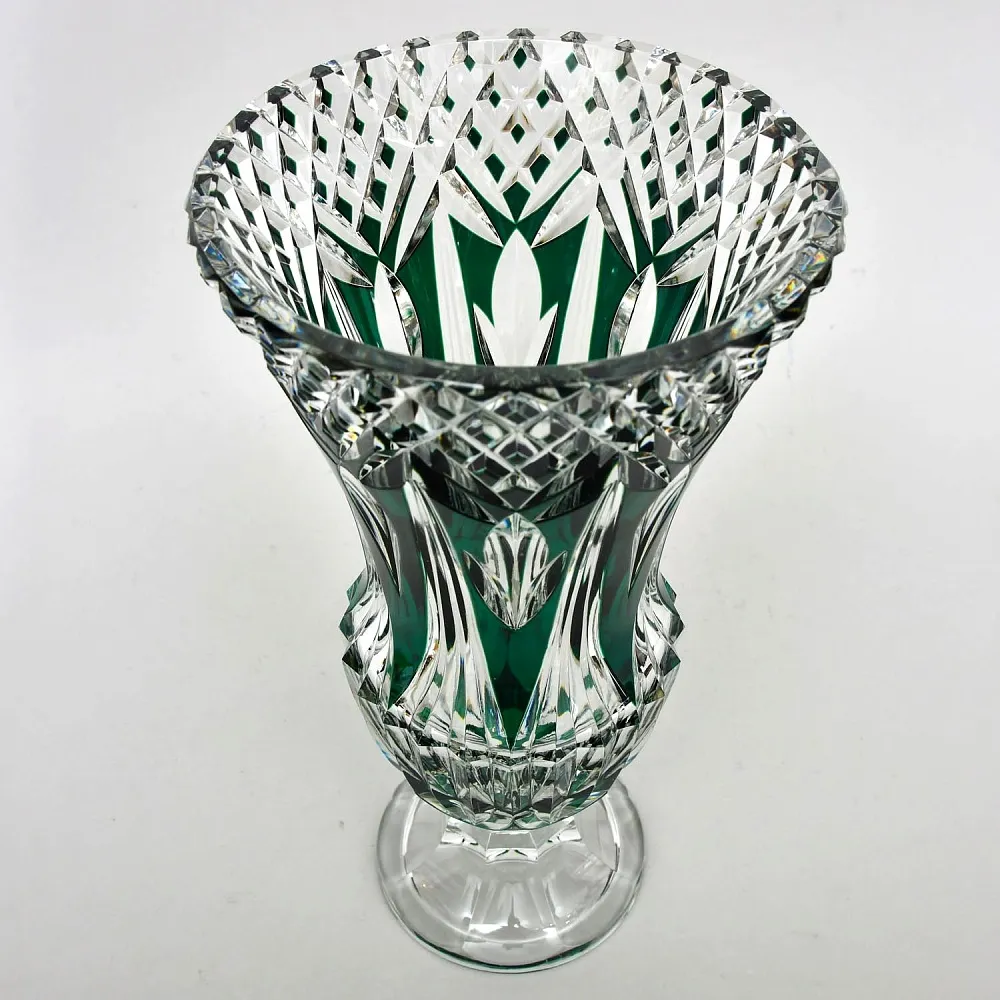 Редкость! Ваза на ноге Зелёного Цвета, Хрусталь VAL SAINT LAMBERT Бельгия 50гг.