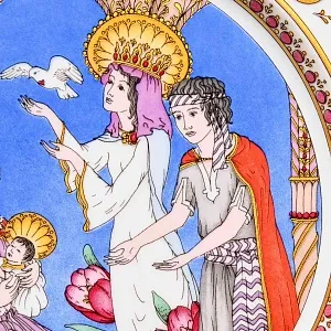 Коллекционная Фарфоровая тарелка из серии РОЖДЕСТВО - «Хвалебная песнь Симеона», Hutschenreuther Германия - 1988 год.