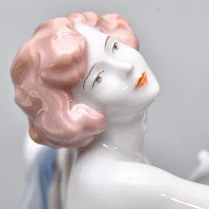 Антикварная Фарфоровая статуэтка «Обнаженная с шарфом», ROSENTHAL Германия - 1924 год. 