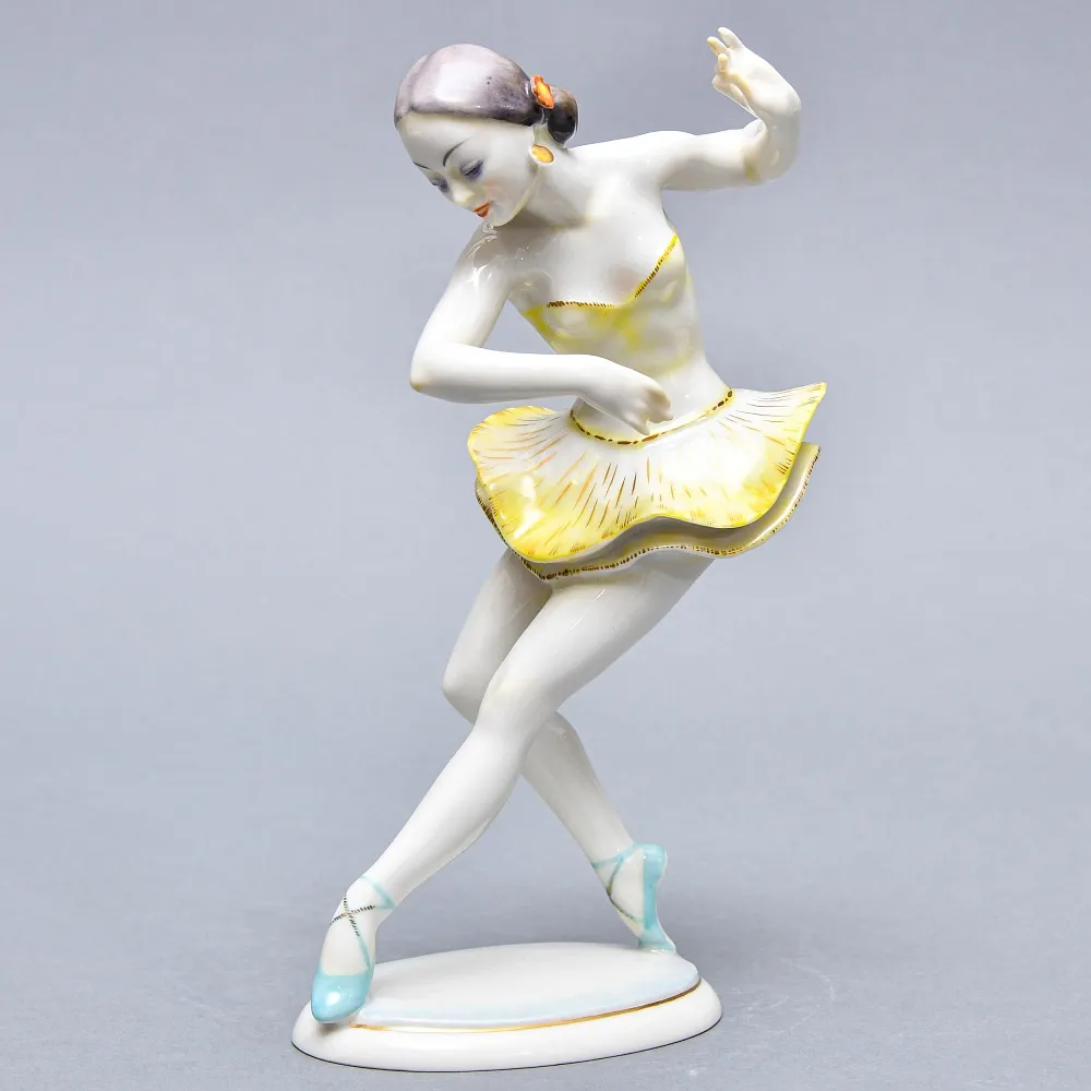 Коллекционная Фарфоровая статуэтка «Балерина в Желтой Пачке», Hutschenreuther Германия, середина ХХ века. 