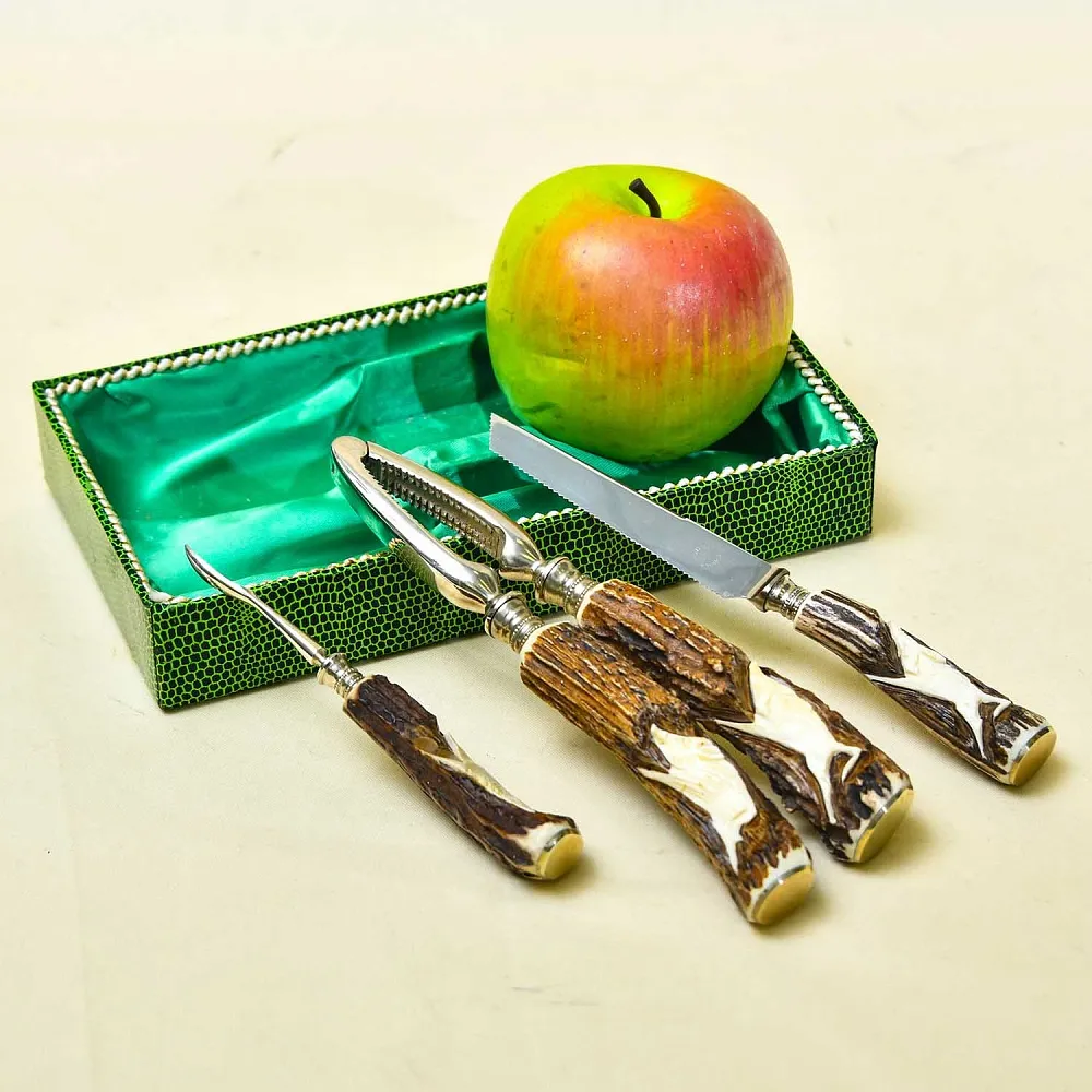 Набор для Морепродуктов «Охота» - 3 предмета, SOLINGEN Германия, 50 -е годы ХХ века.