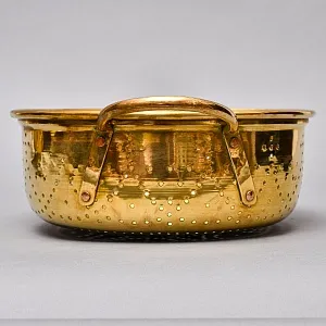 Большой Старинный Латунный Дуршлаг - Сито - Сотейник Франция начало ХХ века.