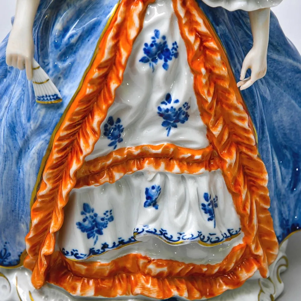 Редкость!!! Коллекционная Фарфоровая Статуэтка «Девушка в голубом платье», Unterweissbach Германия - 1958 год.