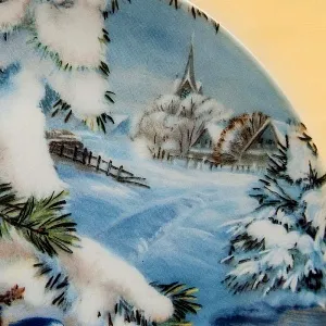 Коллекционная Тарелка «Синички в еловых ветках» Фарфор, Hutschenreuther, Германия -1992 год.