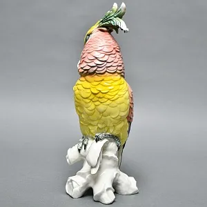 Большая Фарфоровая Статуэтка «Птица. Желто - Розовый Какаду» Н -36 см., Karl Ens Германия, 50-е годы.