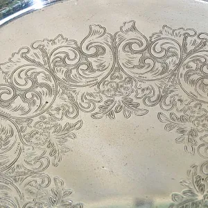 Антикварный круглый Поднос с бортиком, Мелталл Silverplated, SHEFFIELD Англия.