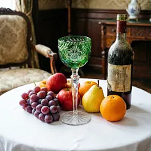 Старинный Коллекционный Бокал для Вина «Изумрудная Элегия», Цветной Хрусталь, Annahütte Германия, 30 -е гг.