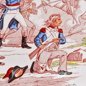 Антикварная Тарелка «Карно в битве при Ваттиньи», Фаянс Sarreguemines, Франция 1875 -1900 гг.