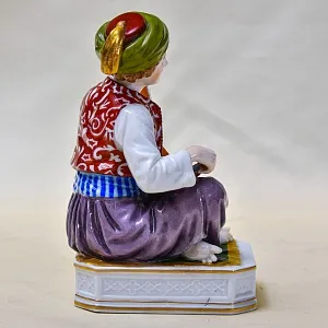 Антикварная Фарфоровая Статуэтка «Восточный музыкант», Edme Samson et Cie Франция 1880 -1930 годы.