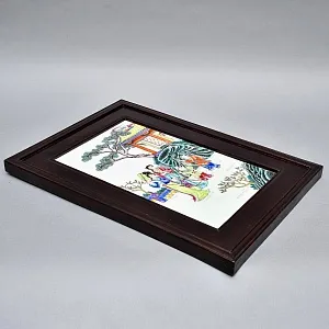 Большой Фарфоровый пласт - Картина - Панно «Семейная прогулка в саду», Китай, середина ХХ века. 