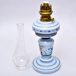 Антикварная Керосиновая Лампа «Kosmos - Brenner», Стекло / Роспись, Франция начало ХХ века.