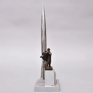 Настольный Сувенир - Памятный Подарок - «Циолковский - Ракета - Космос» Металл, СССР - 70 гг.