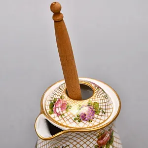 Фарфоровый Кувшин - Чайник для подачи горячего шоколада «Цветочная россыпь» с лопаткой, Франция.