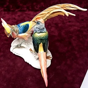 Фарфоровая статуэтка «Пара Птиц - Золотой Фазан», Карл Энс / Karl Ens,  Германия, 50-е гг.