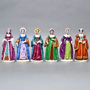 Полная Коллекционная серия Фарфоровых статуэток «Генрих VIII и его шесть жен», Sitzendorf Германия.