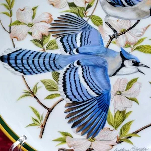 Коллекционная Тарелка - Блюдо «Голубая Сойка» Фарфор, Franklin Porcelain США -1980 год.