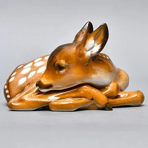 Коллекционная Фарфоровая статуэтка «Лежащий Олененок», ROSENTHAL Германия, 1943 - 1946 годы. 