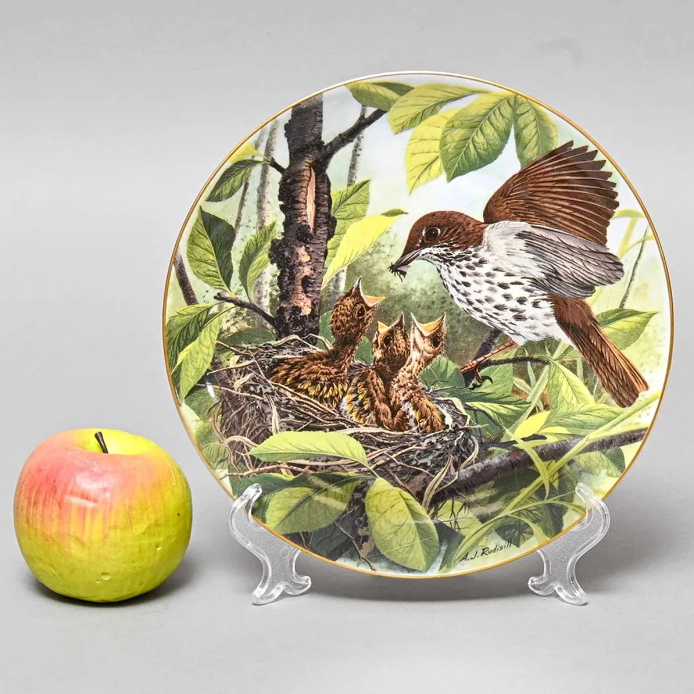 Коллекционная Тарелка «Лесной дрозд - Время кормления» Фарфор, Franklin Porcelain США -1983 год.