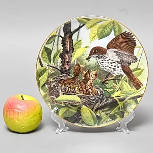 Коллекционная Тарелка «Лесной дрозд - Время кормления» Фарфор, Franklin Porcelain США -1983 год.