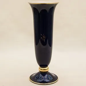 Кобальтовая Винтажная Ваза коллекция «Золотой Нарцисс» LINDNER Kups Bavaria, Германия 60гг.