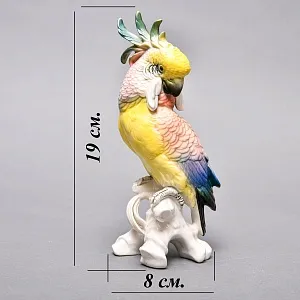 Птица - Фарфоровая статуэтка «Попугай Желто - Розовый Какаду» Н -19 см., Karl Ens Германия.