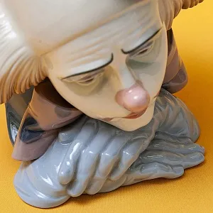 Редкая! Большая Коллекционная Фарфоровая статуэтка - бюст «Задумчивый КЛОУН» Lladro, Испания.