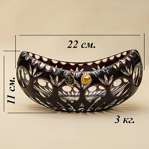 Ваза-Конфетница «ЛАДЬЯ» Цветной Хрусталь Trischler Winterhalder Германия 70-е гг.