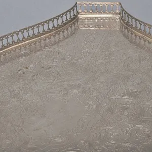 Большой Прямоугольный Сервировочный Металлический Поднос, Silverplate, SHEFFIELD Англия начало ХХ века.