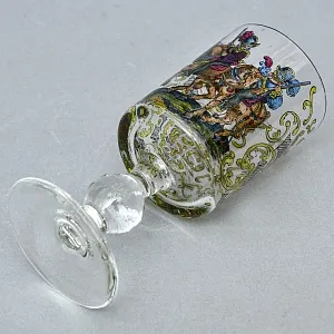 Редкость! Антикварный Стеклянный Бокал - Кубок для Вина «Воины - Охотники», Германия конец XIX века. 