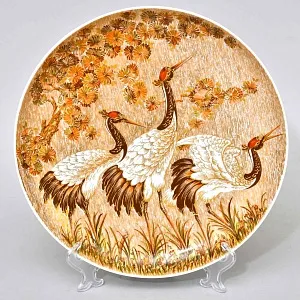 Коллекционная Авторская Тарелка - Блюдо «Журавли» Фарфор KAISER Германия.