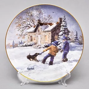Коллекционная Тарелка - Блюдо «Дети играют с собакой», Фарфор. Hutschenreuther Германия.