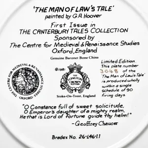 Коллекционная тарелка «Кентерберийские истории. Принцесса Констанца», Фарфор The Longton Crown Англия.