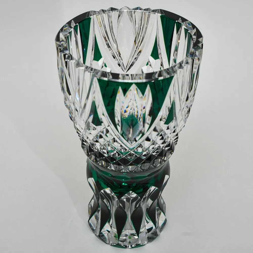 Классическая Ваза Зелёного Цвета, Хрусталь VAL SAINT LAMBERT Бельгия, середина ХХ века.